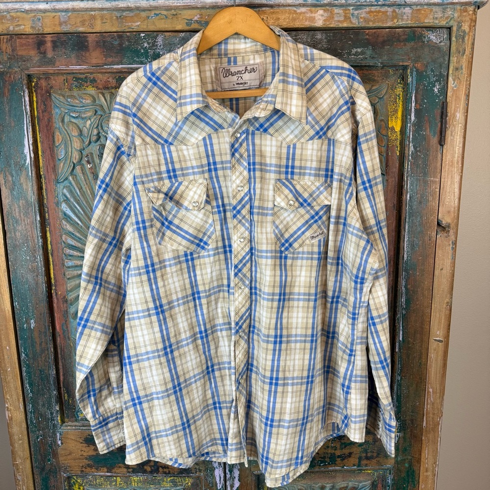 Wrangler Pearl Snap Wrancher plaid shirt 2X